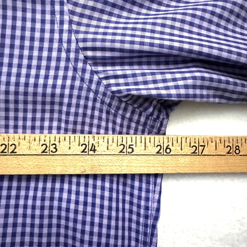 Ermenegildo Zegna Mens XXL Purple Gingham Check Button Down Shirt Made in Italy